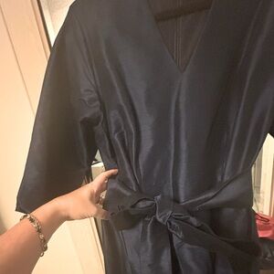 Beautiful custom mother of the bride dress sz16 floor length navy raw silk look